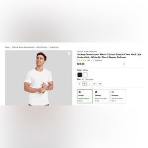 Jockey Generation Men's Cotton‎ Stretch Crew Neck T-shirts L White 3 Pack NEW